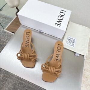 Loewe Tan Knotted Mules
